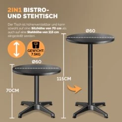 Stehtisch 2er-Set Schwarz Alu Ø60cm Klappbar, Höhenverstellbar -GartenMeister Verkäufe e55e8dc9442aa6cc50614dbfc681bdba 04 109705 on dts amz high de 1