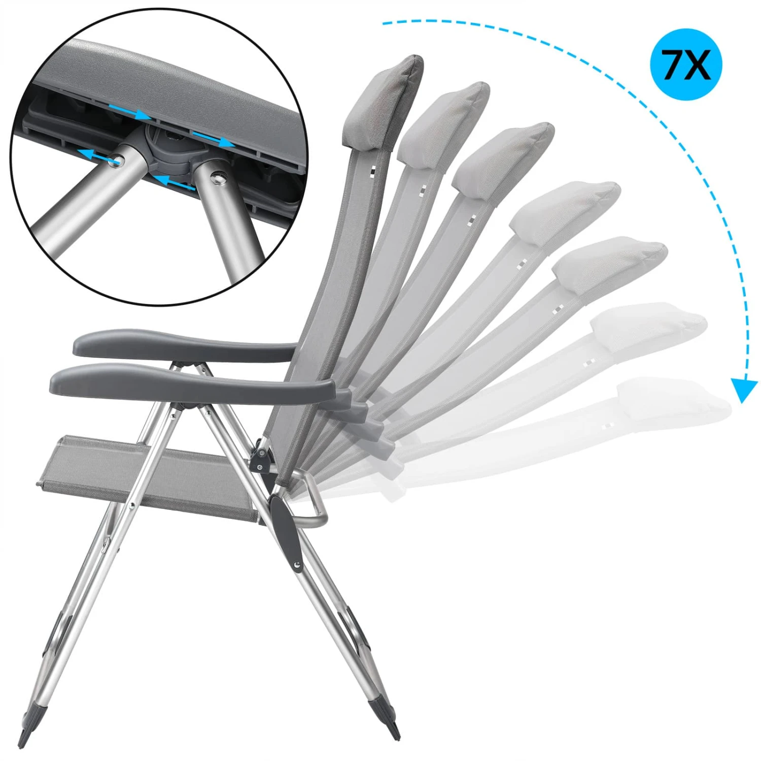 Gartenstuhl 4er-Set Silber Alu 4 Gartenstuhl 4er-Set Silber Alu – Bild 4