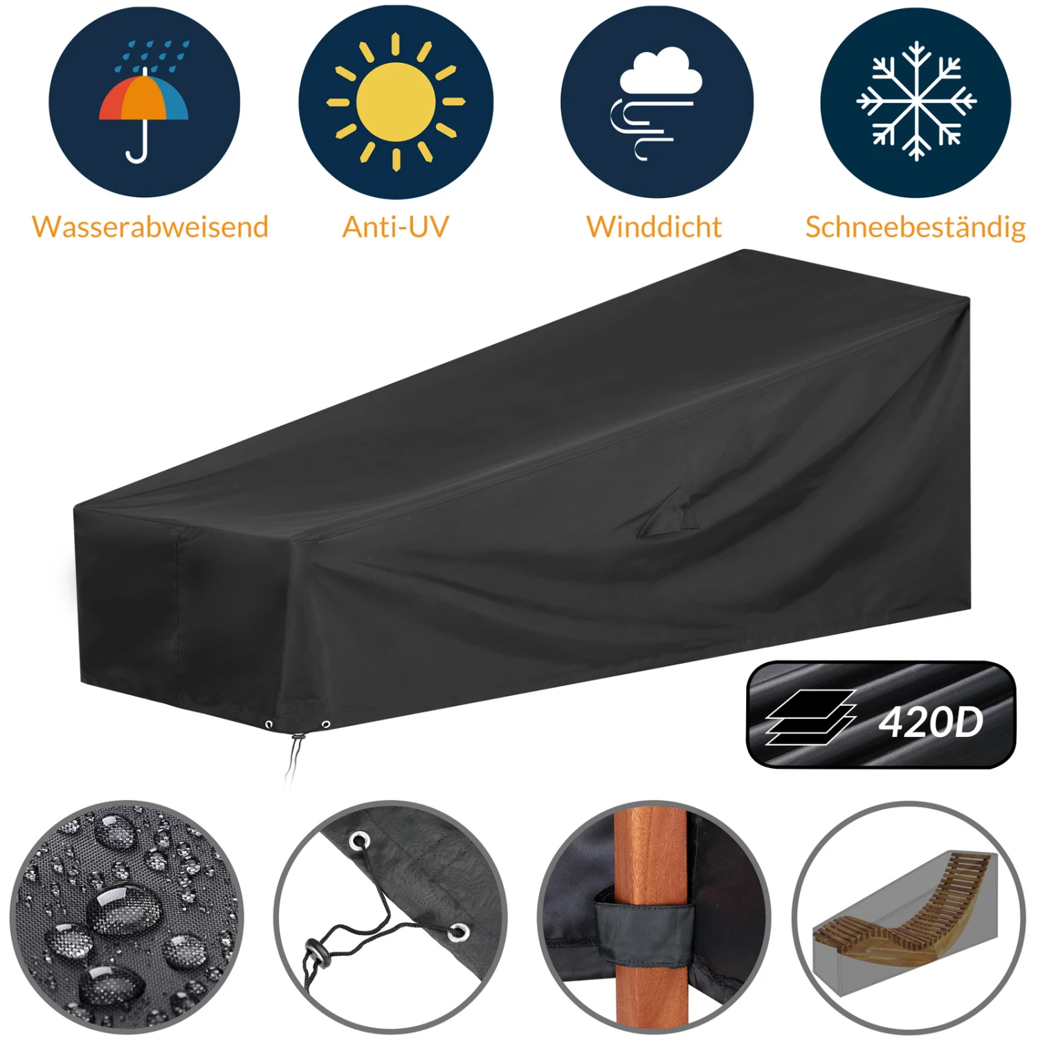 Abdeckung Saunaliege Anthrazit 160/155x60x75/39cm 7 Abdeckung Saunaliege Anthrazit 160/155x60x75/39cm – Bild 7