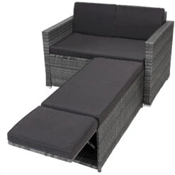 Polyrattan Zweisitzer-Sofa Grau Mit Ottomane -GartenMeister Verkäufe e8c5f0bf0bd1e9f12b77074841bb9c01 a de 994203g20 1
