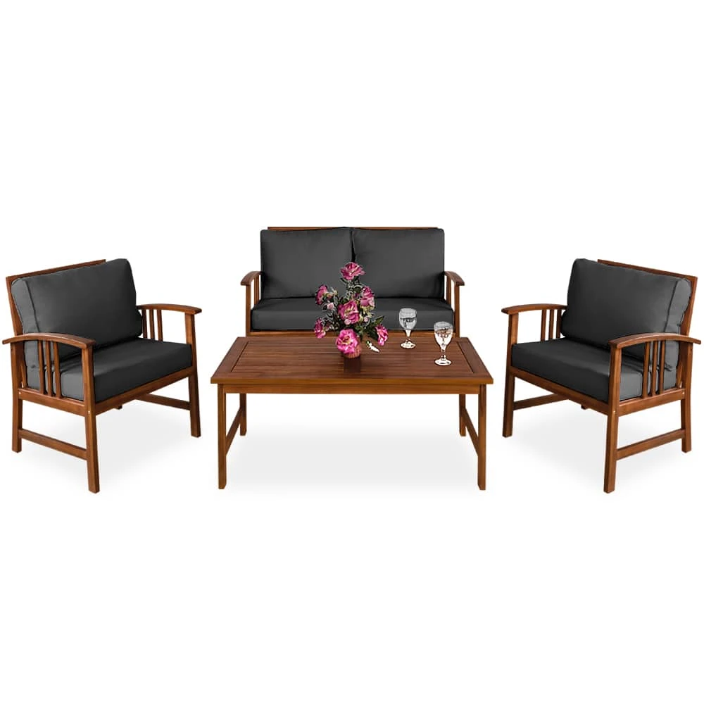 Garten-Sitzgruppe Atlas 4-tlg. Anthrazit Akazienholz 1 Garten-Sitzgruppe Atlas 4-tlg. Anthrazit Akazienholz