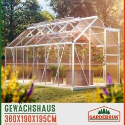 Alu Gewächshaus 380x190x195cm Mit Fundament -GartenMeister Verkäufe ef01dae445f189a50894408b4a8c23ac 06 990206 on amb amz low de 1