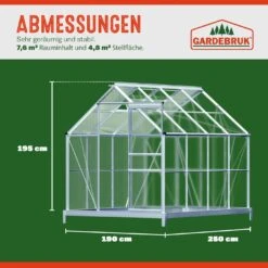 Alu Gewächshaus 250x190x195cm Mit Fundament -GartenMeister Verkäufe f063d7f1f93553474e57f19b84f18a35 04 991461 on dts web low de 1