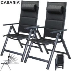 Gartenstuhl Bern Premium 2er-Set Anthrazit Gepolstert