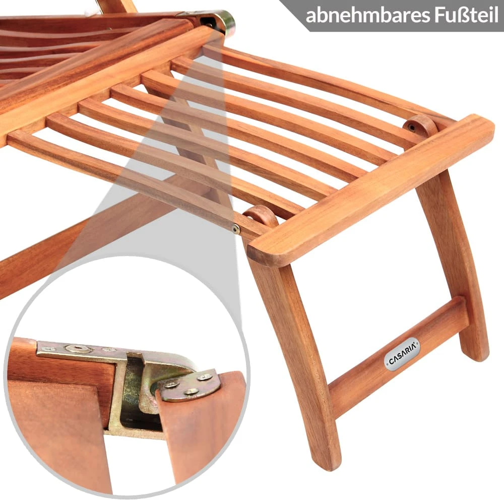 Sonnenliege Queen Mary Akazienholz 169x54x95cm 2 Sonnenliege Queen Mary Akazienholz 169x54x95cm – Bild 2