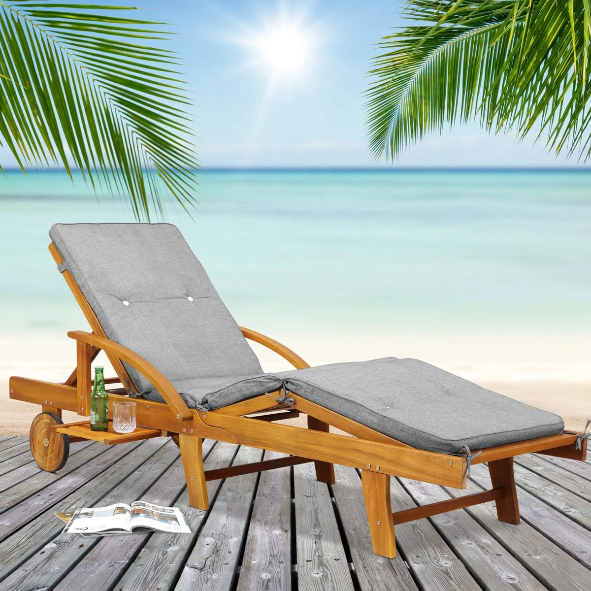 Auflage Sunlounger Rot 195x55x5cm 4 Auflage Sunlounger Rot 195x55x5cm – Bild 4