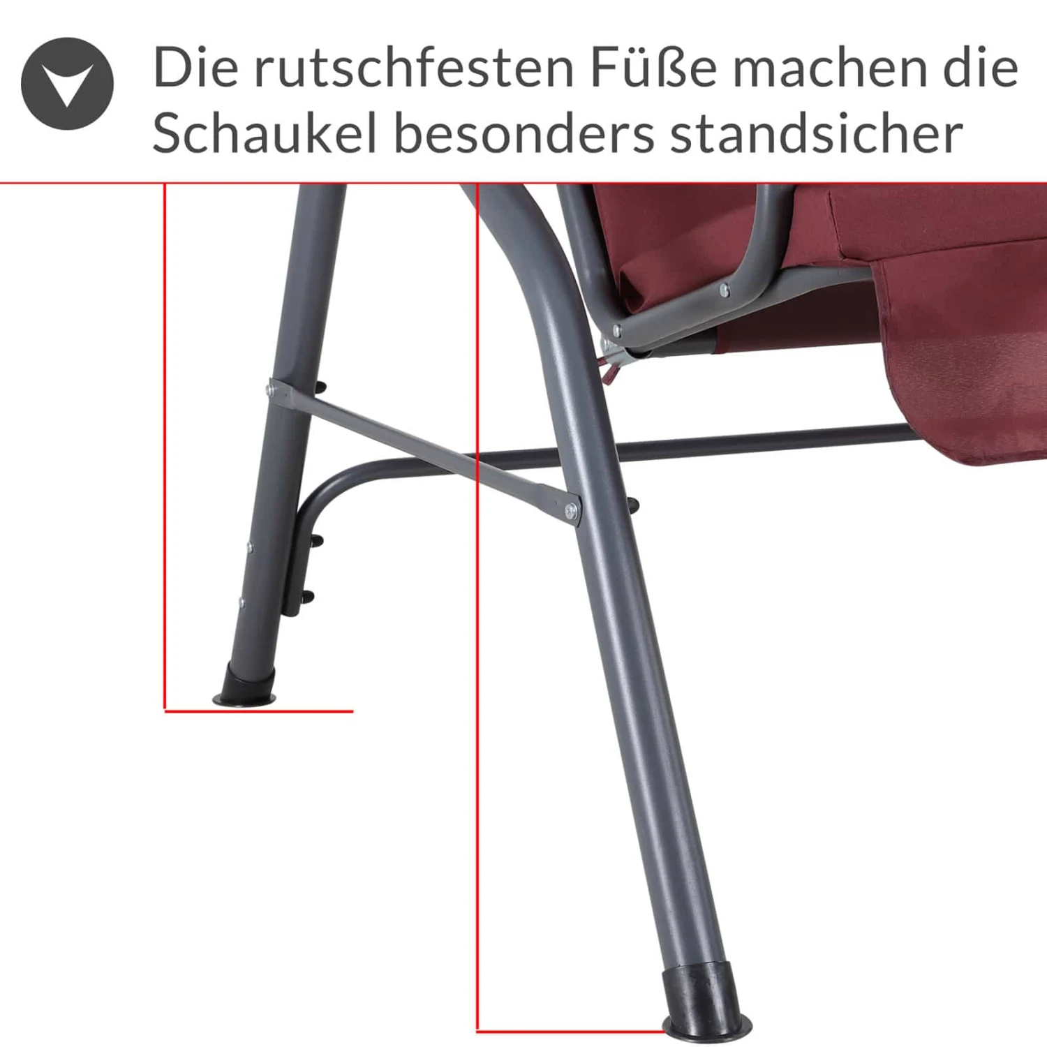 Hollywoodschaukel Rubinrot Mit Sonnendach 5 Hollywoodschaukel Rubinrot Mit Sonnendach – Bild 5